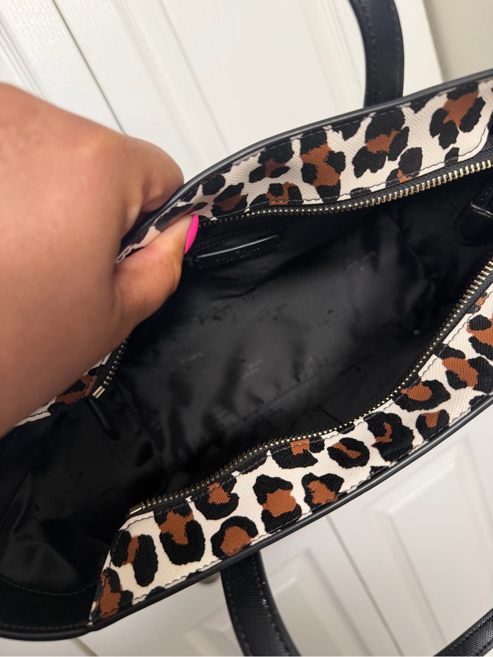 kate spade Leopard Print Tote in Brown, Black & Cream - Picture 3 of 4